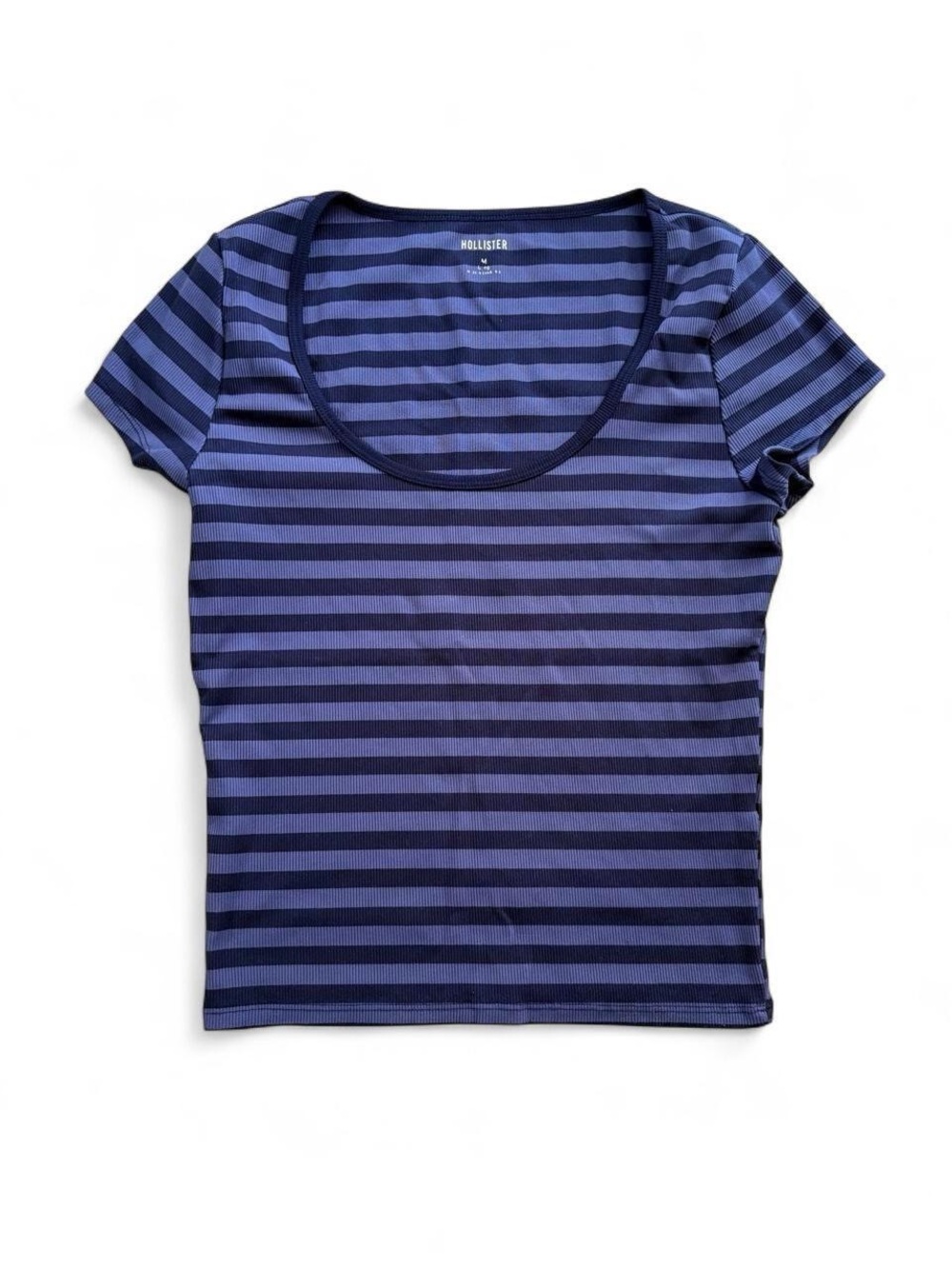 Hollister Navy & Blue Striped Scoop Neck Tee